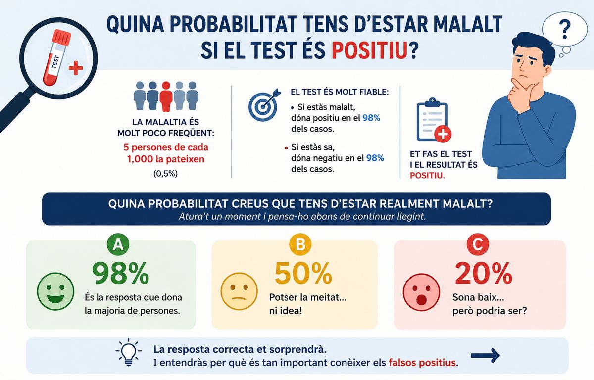 Quina probabilitat tens d'estar malalt si el test és positiu?