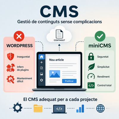 Comparativa entre WordPress i miniCMS amb avantatges i inconvenients en la gestió de continguts