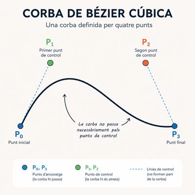 Infografia sobre les corbes de Bézier i els punts de control utilitzats en disseny vectorial