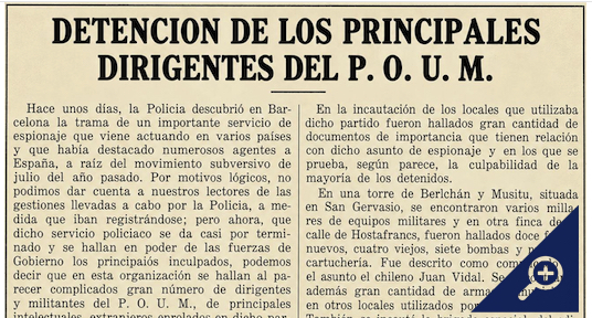 Retall de La Vanguardia del 23 de juny de 1937 sobre la detenció dels principals dirigents del POUM.