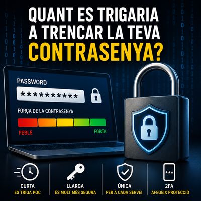 Infografia sobre la fortalesa de les contrasenyes i el temps necessari per descobrir-les mitjançant un atac de força bruta.