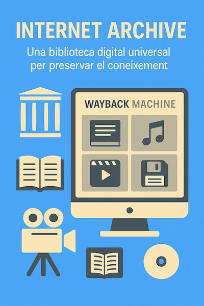 Captura del portal principal d’Internet Archive amb exemples de col·leccions digitals