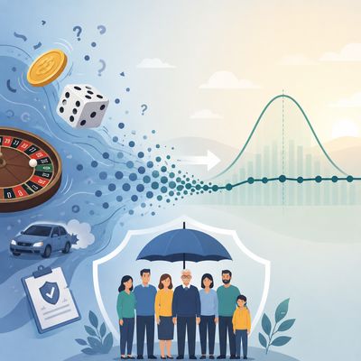 Representació de la llei dels grans nombres aplicada a les assegurances i a la probabilitat.