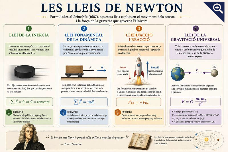 infografia de les lleis de Newton