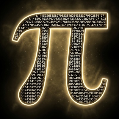 Símbol del nombre π format per decimals infinits sobre un fons fosc