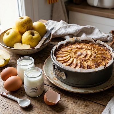 Pastís de poma amb iogurt i ous