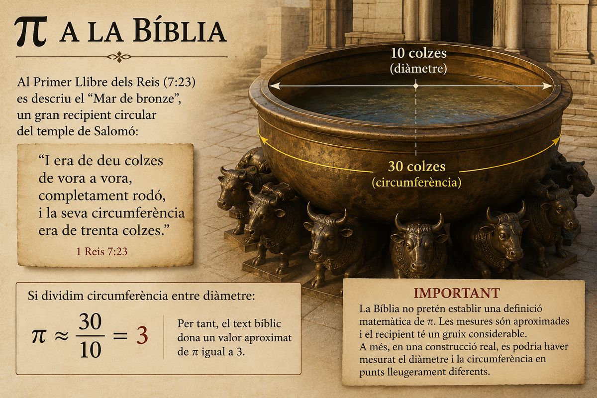 Representació del Mar de bronze del temple de Salomó amb 10 colzes de diàmetre i 30 colzes de circumferència