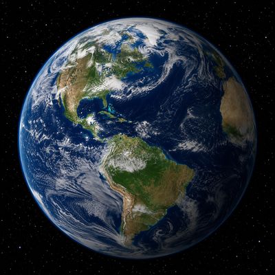 Planeta Terra vist des de l'espai amb oceans blaus, núvols i continents visibles