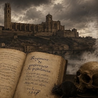 Recreació del manuscrit i la Seu Vella de LLeida
