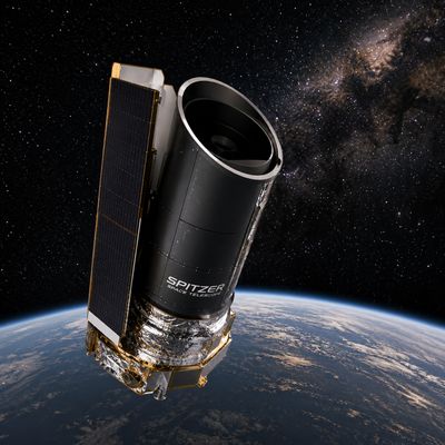 Telescopi espacial Spitzer orbitant la Terra captant radiació infraroja