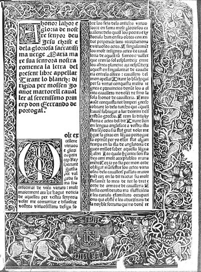 Portada antiga de Tirant lo Blanc (edició històrica)