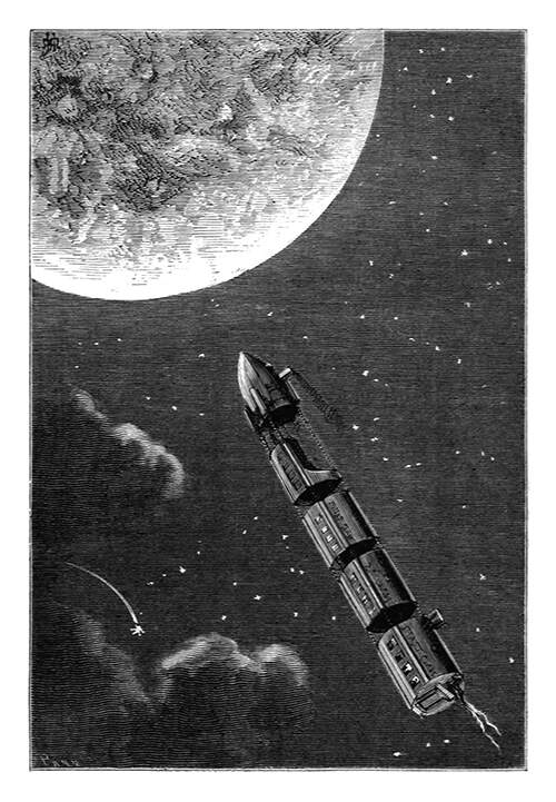 Il·lustració original del projectil del llibre de la Terra a la lluna